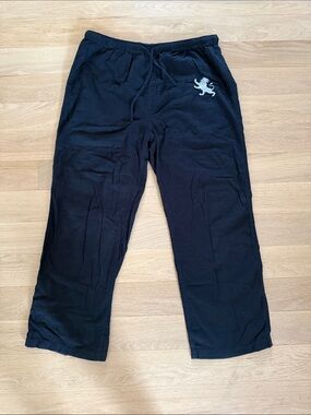 Express Men's Black Lounge Pants with Lion Crest Sz L/XL
